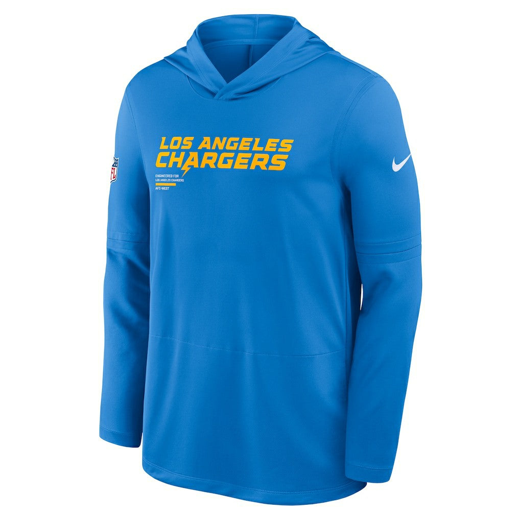 Los Angeles Chargers Sideline Pure Fury Performance Long Sleeve Hoodie T-Shirt - Powder Blue Hoodies