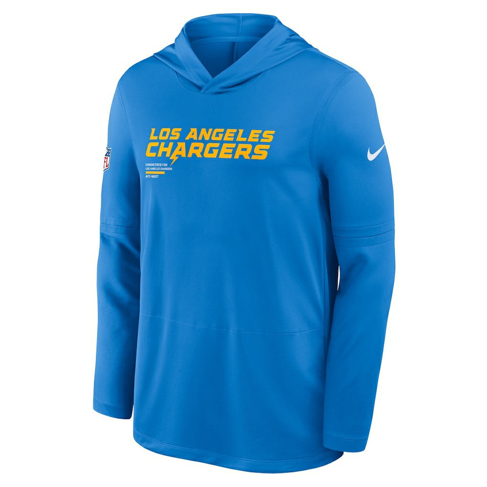 Los Angeles Chargers Sideline Pure Fury Performance Long Sleeve Hoodie T-Shirt - Powder Blue Hoodies