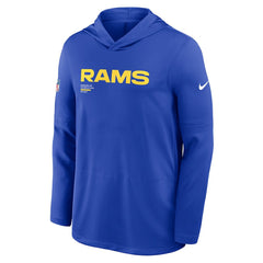 Los Angeles Rams Sideline Pure Fury Performance Long Sleeve Hoodie T-Shirt - Royal Hoodies