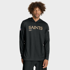 New Orleans Saints Sideline Pure Fury Performance Long Sleeve Hoodie T-Shirt - Black Hoodies