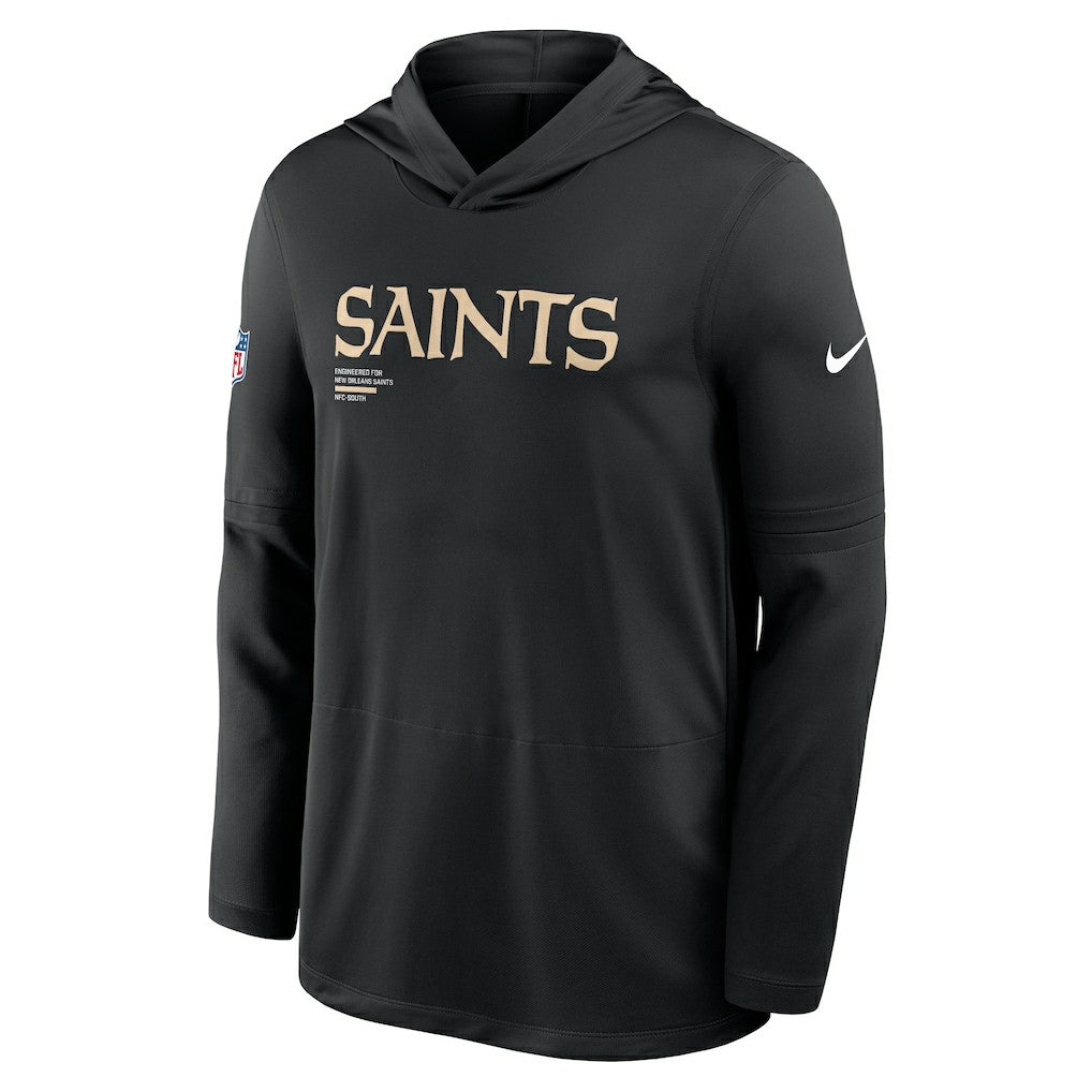 New Orleans Saints Sideline Pure Fury Performance Long Sleeve Hoodie T-Shirt - Black Hoodies