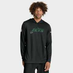 New York Jets Sideline Pure Fury Performance Long Sleeve Hoodie T-Shirt - Black Hoodies
