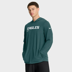 Philadelphia Eagles Sideline Pure Fury Performance Long Sleeve Hoodie T-Shirt - Green Hoodies