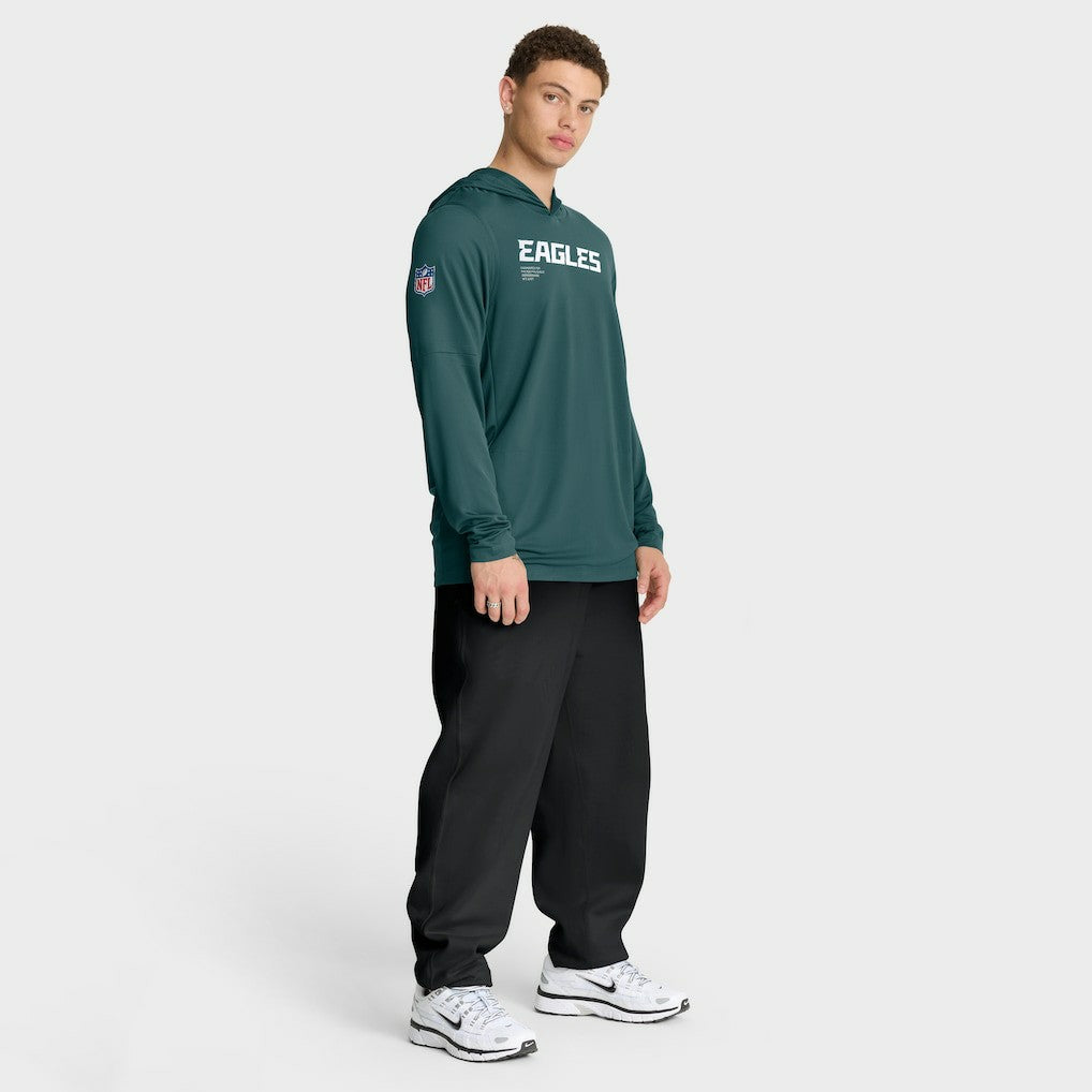 Philadelphia Eagles Sideline Pure Fury Performance Long Sleeve Hoodie T-Shirt - Green Hoodies