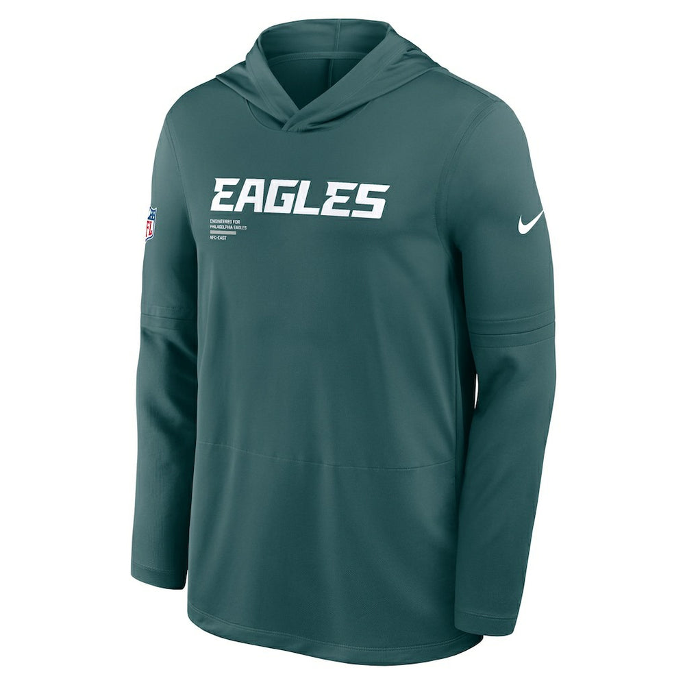 Philadelphia Eagles Sideline Pure Fury Performance Long Sleeve Hoodie T-Shirt - Green Hoodies