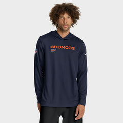 Denver Broncos Sideline Pure Fury Performance Long Sleeve Hoodie T-Shirt - Navy Hoodies