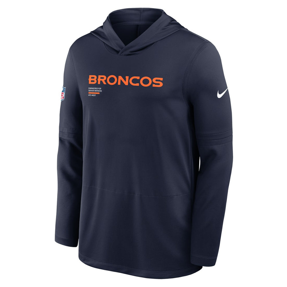 Denver Broncos Sideline Pure Fury Performance Long Sleeve Hoodie T-Shirt - Navy Hoodies