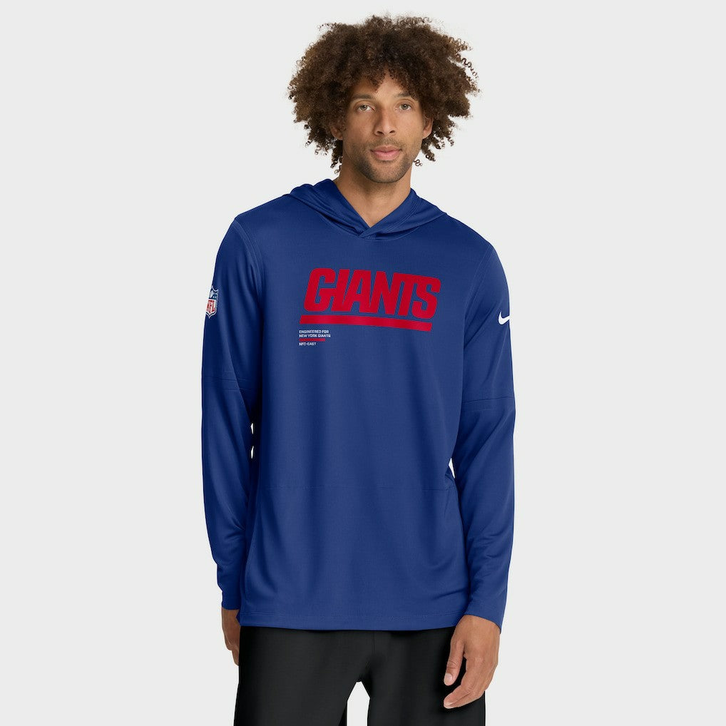 New York Giants Sideline Pure Fury Performance Long Sleeve Hoodie T-Shirt - Royal Hoodies