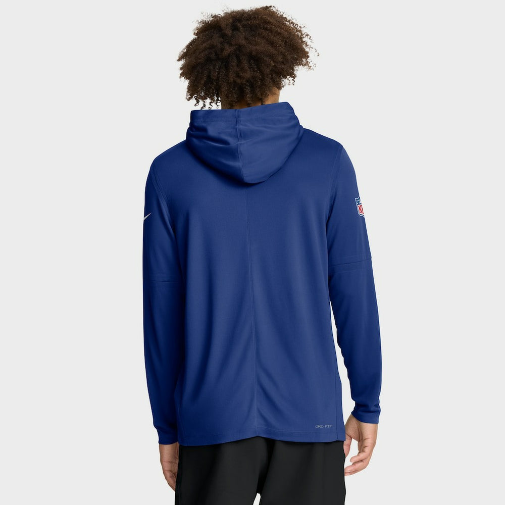 New York Giants Sideline Pure Fury Performance Long Sleeve Hoodie T-Shirt - Royal Hoodies