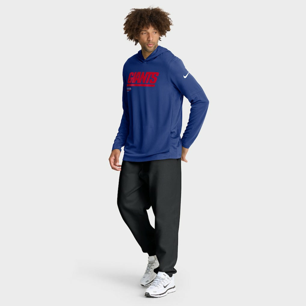 New York Giants Sideline Pure Fury Performance Long Sleeve Hoodie T-Shirt - Royal Hoodies