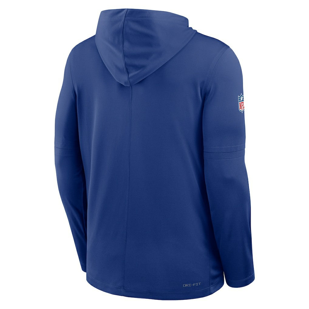 New York Giants Sideline Pure Fury Performance Long Sleeve Hoodie T-Shirt - Royal Hoodies