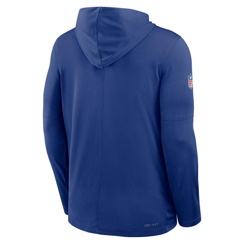 New York Giants Sideline Pure Fury Performance Long Sleeve Hoodie T-Shirt - Royal Hoodies