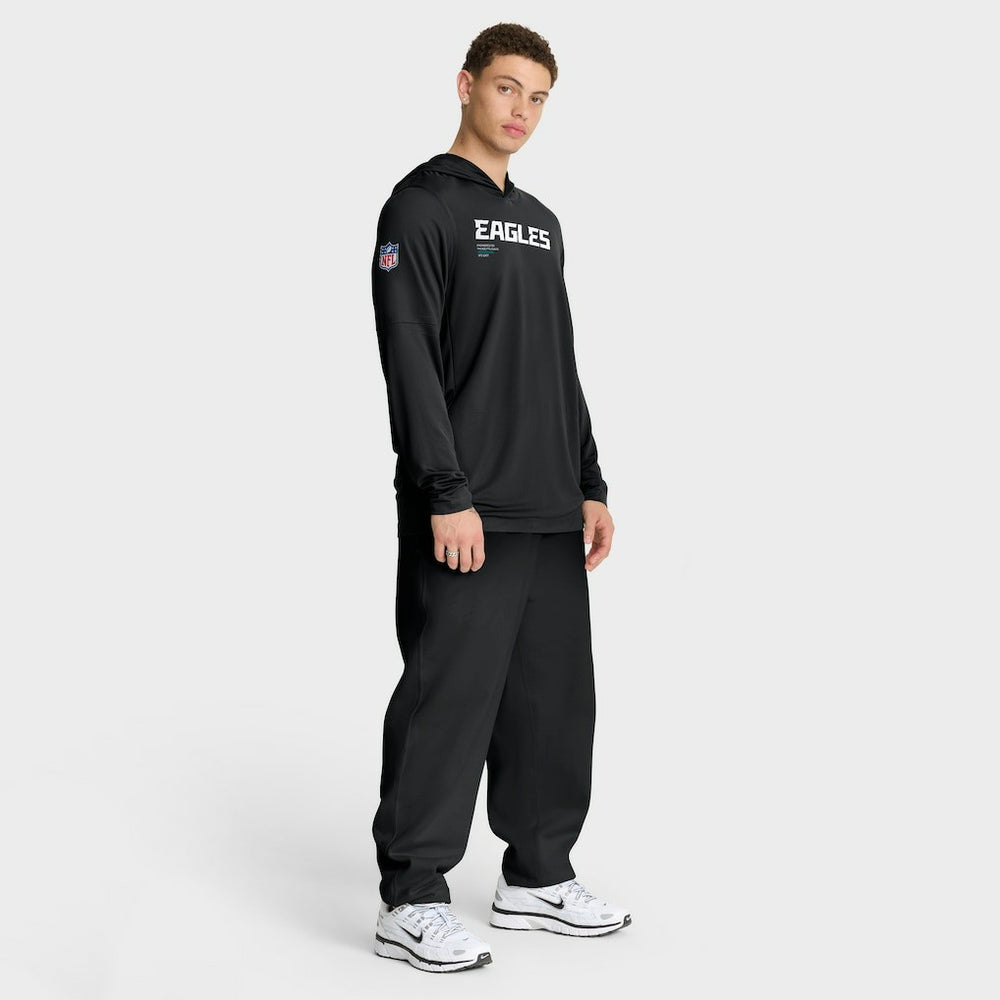Philadelphia Eagles Sideline Pure Fury Performance Long Sleeve Hoodie T-Shirt - Black Hoodies