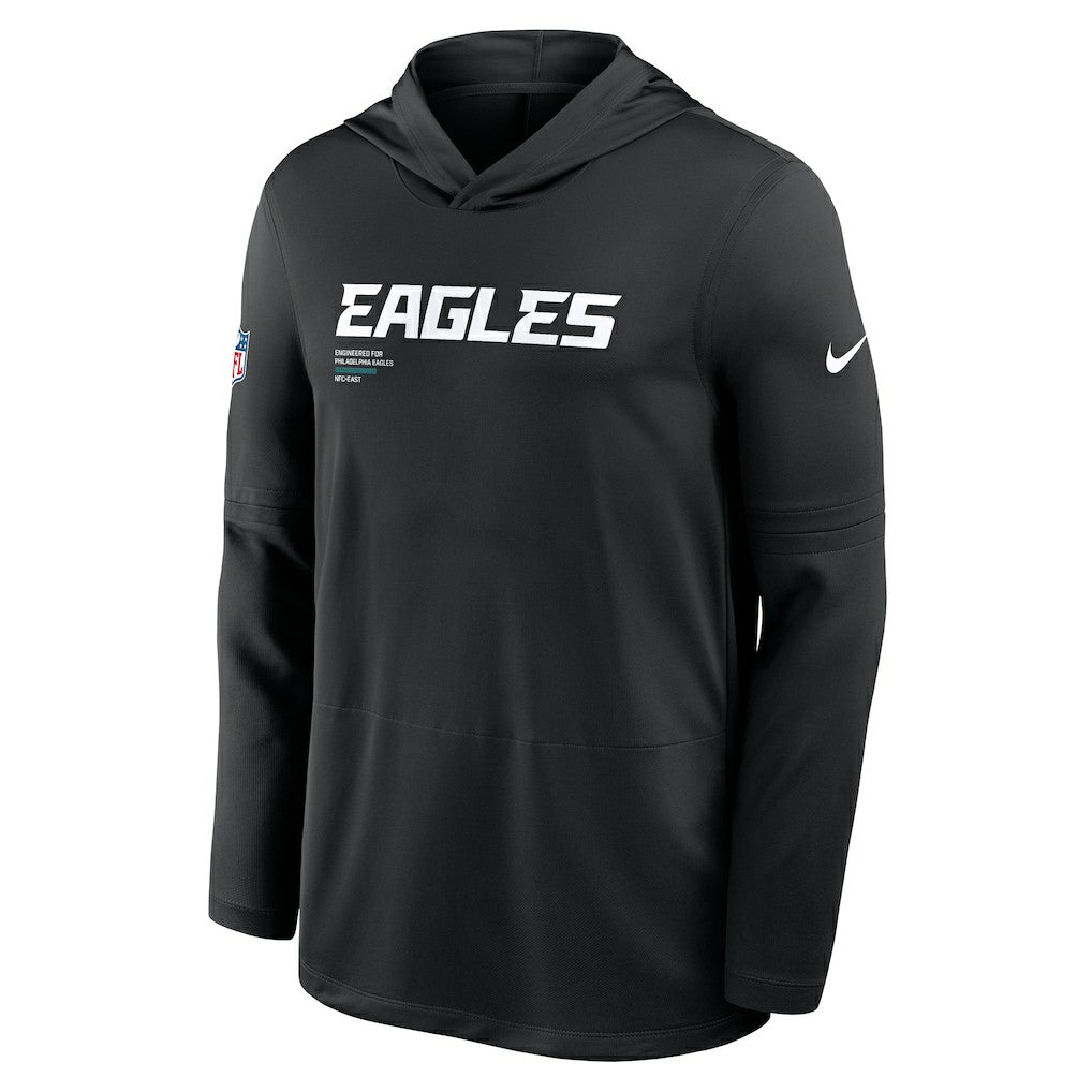 Philadelphia Eagles Sideline Pure Fury Performance Long Sleeve Hoodie T-Shirt - Black Hoodies