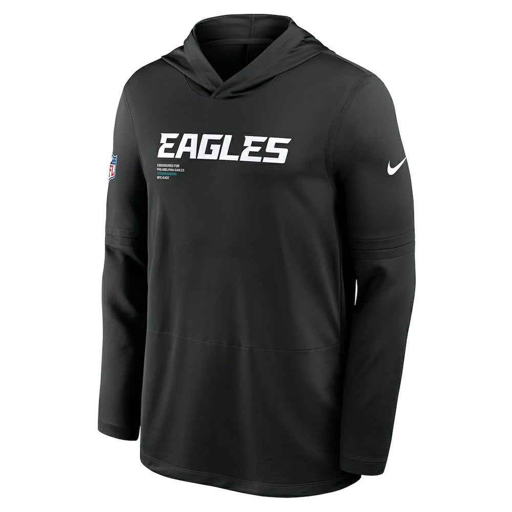 Philadelphia Eagles Sideline Pure Fury Performance Long Sleeve Hoodie T-Shirt - Black Hoodies