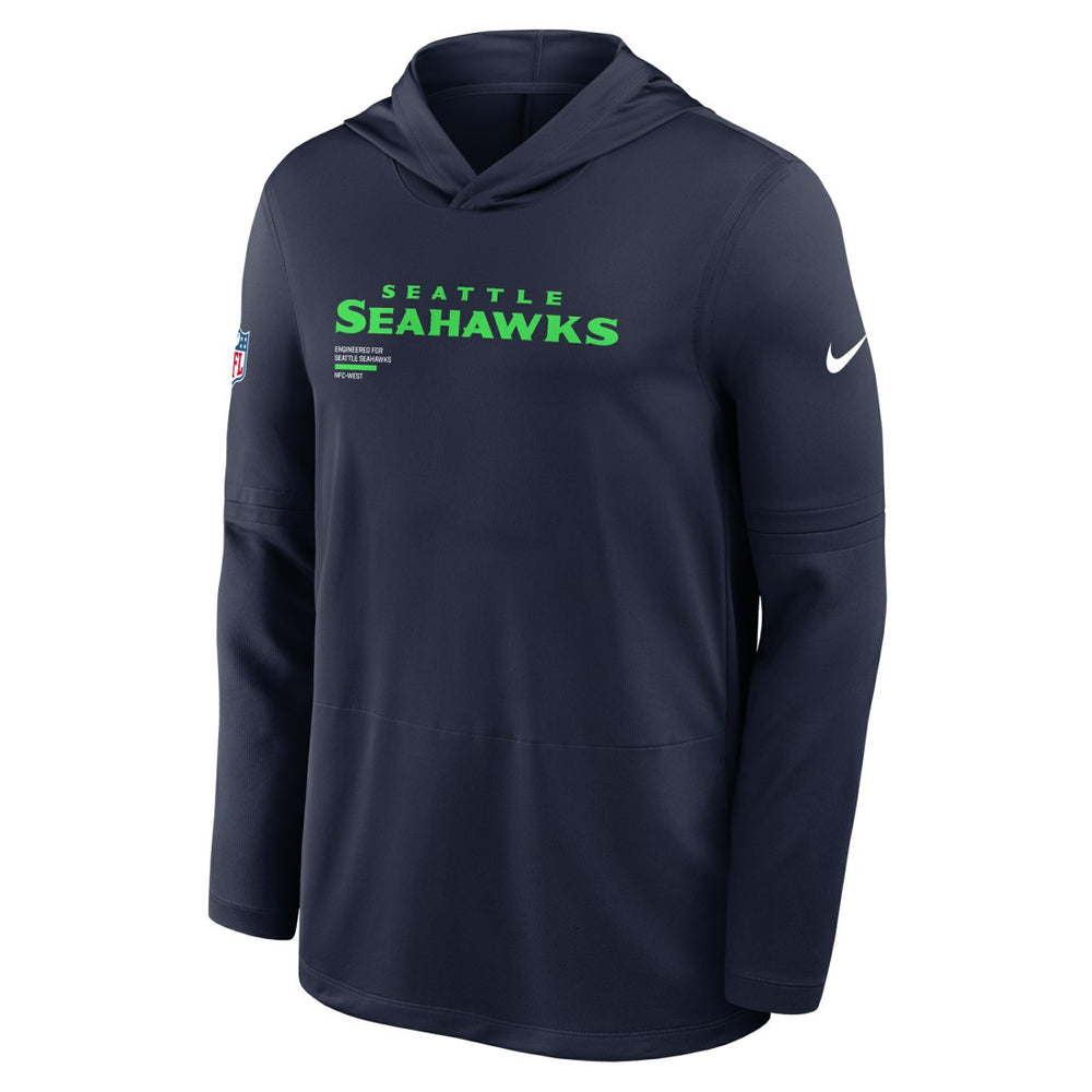 Seattle Seahawks Sideline Pure Fury Performance Long Sleeve Hoodie T-Shirt - College Navy Hoodies