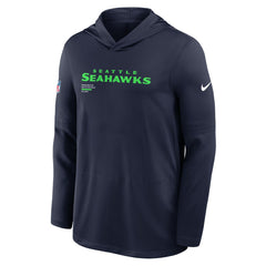 Seattle Seahawks Sideline Pure Fury Performance Long Sleeve Hoodie T-Shirt - College Navy Hoodies