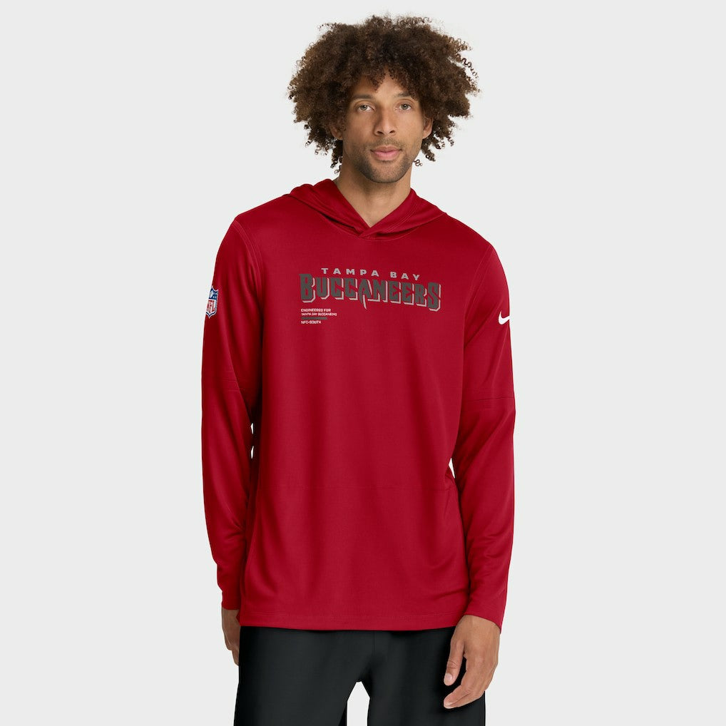 Tampa Bay Buccaneers Sideline Pure Fury Performance Long Sleeve Hoodie T-Shirt - Red Hoodies