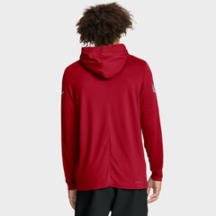 Tampa Bay Buccaneers Sideline Pure Fury Performance Long Sleeve Hoodie T-Shirt - Red Hoodies