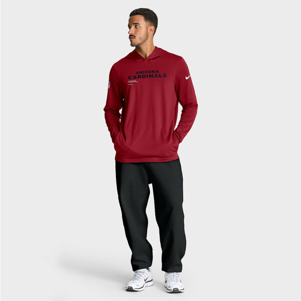 Arizona Cardinals Sideline Pure Fury Performance Long Sleeve Hoodie T-Shirt - Cardinal Hoodies