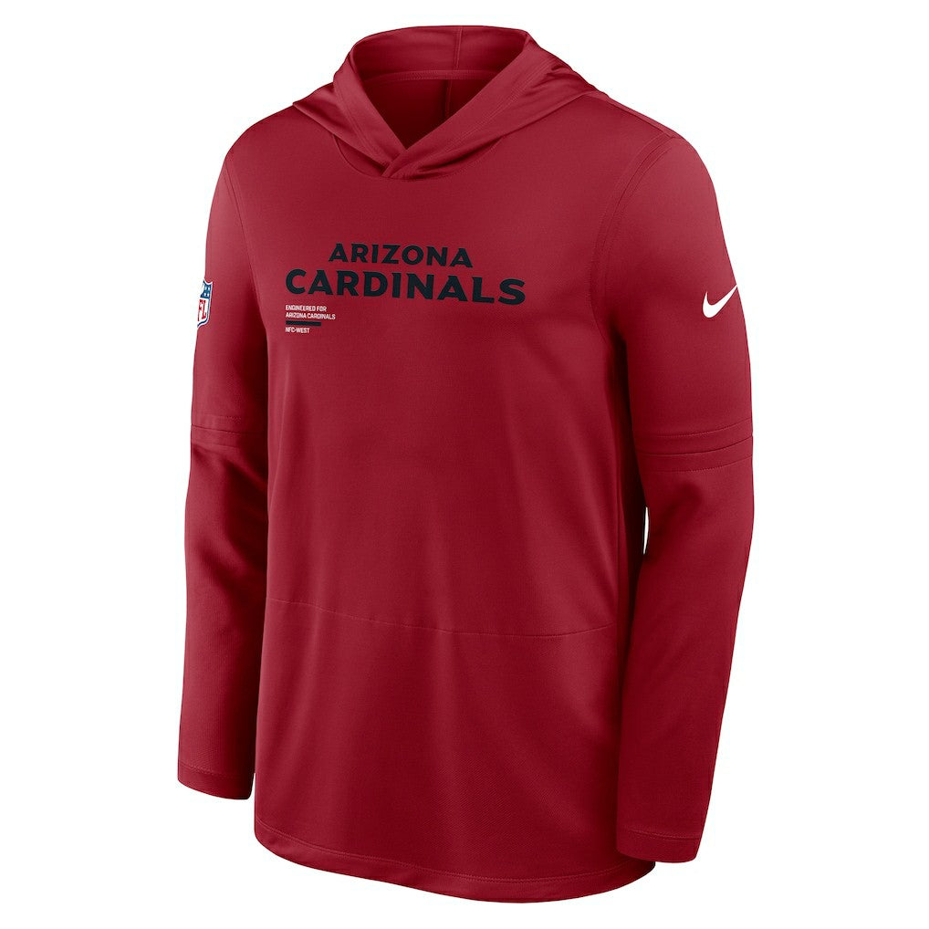 Arizona Cardinals Sideline Pure Fury Performance Long Sleeve Hoodie T-Shirt - Cardinal Hoodies