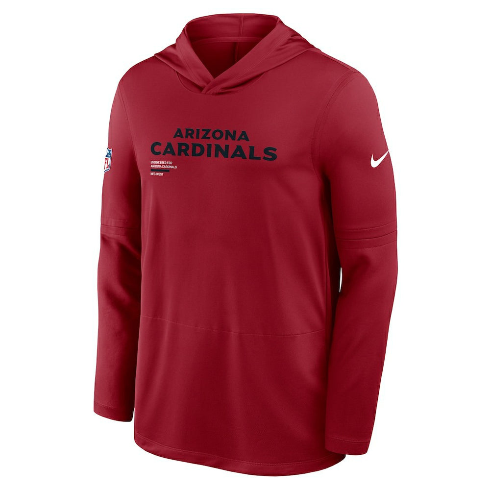 Arizona Cardinals Sideline Pure Fury Performance Long Sleeve Hoodie T-Shirt - Cardinal Hoodies