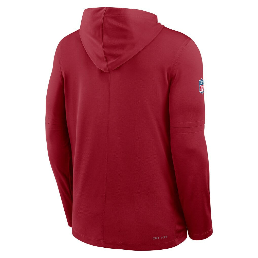 Arizona Cardinals Sideline Pure Fury Performance Long Sleeve Hoodie T-Shirt - Cardinal Hoodies