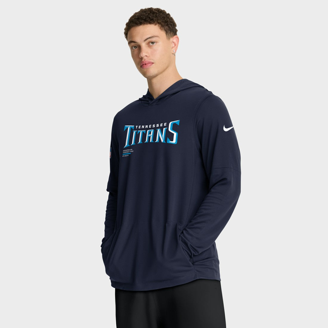 Tennessee Titans Sideline Pure Fury Performance Long Sleeve Hoodie T-Shirt - Navy Hoodies