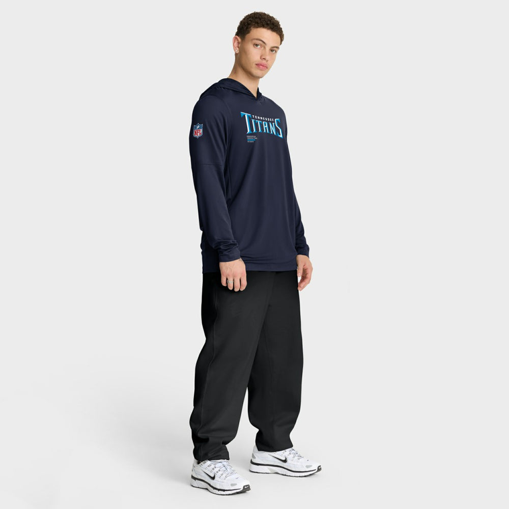Tennessee Titans Sideline Pure Fury Performance Long Sleeve Hoodie T-Shirt - Navy Hoodies