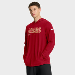 San Francisco 49ers Sideline Pure Fury Performance Long Sleeve Hoodie T-Shirt - Scarlet Hoodies