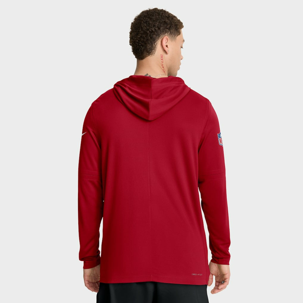 San Francisco 49ers Sideline Pure Fury Performance Long Sleeve Hoodie T-Shirt - Scarlet Hoodies