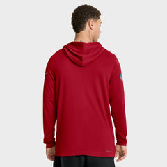 San Francisco 49ers Sideline Pure Fury Performance Long Sleeve Hoodie T-Shirt - Scarlet Hoodies