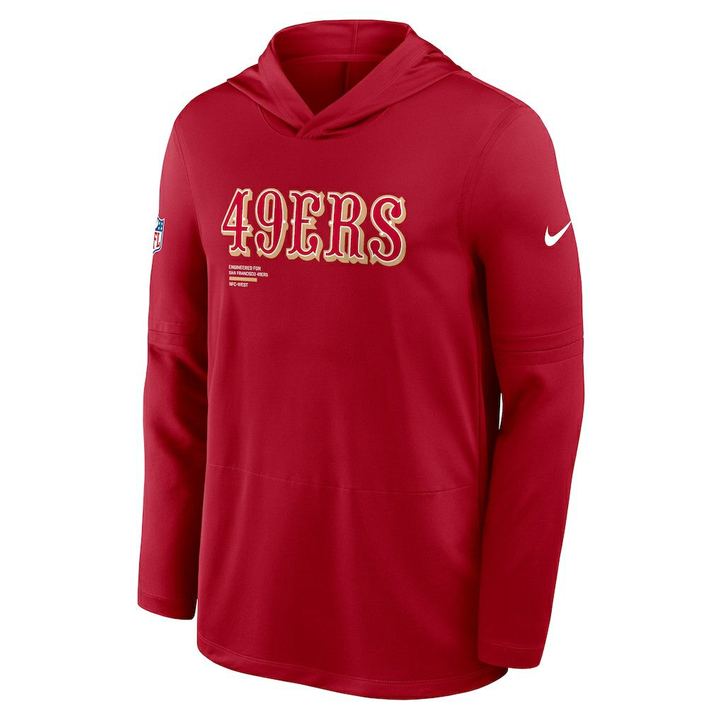 San Francisco 49ers Sideline Pure Fury Performance Long Sleeve Hoodie T-Shirt - Scarlet Hoodies