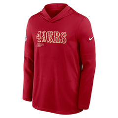 San Francisco 49ers Sideline Pure Fury Performance Long Sleeve Hoodie T-Shirt - Scarlet Hoodies