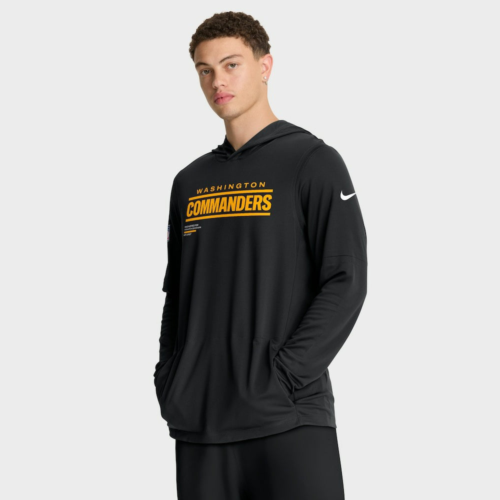 Washington Commanders Sideline Pure Fury Performance Long Sleeve Hoodie T-Shirt - Black Hoodies
