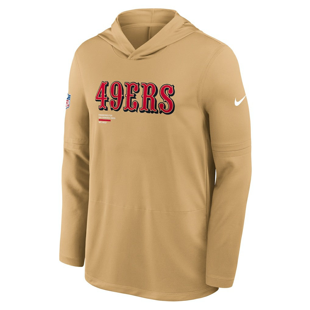 San Francisco 49ers Sideline Pure Fury Performance Long Sleeve Hoodie T-Shirt - Gold Hoodies