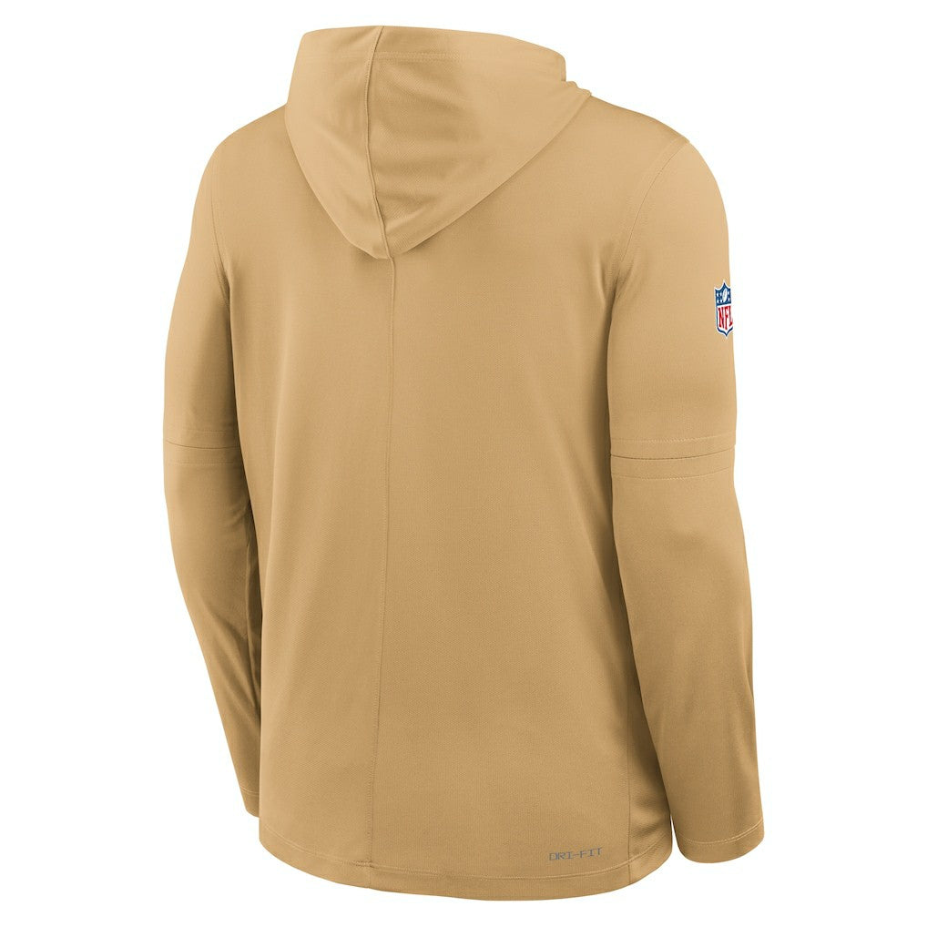 San Francisco 49ers Sideline Pure Fury Performance Long Sleeve Hoodie T-Shirt - Gold Hoodies