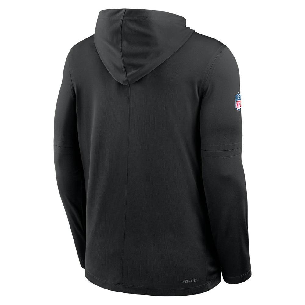Detroit Lions Sideline Pure Fury Performance Long Sleeve Hoodie T-Shirt - Black Hoodies