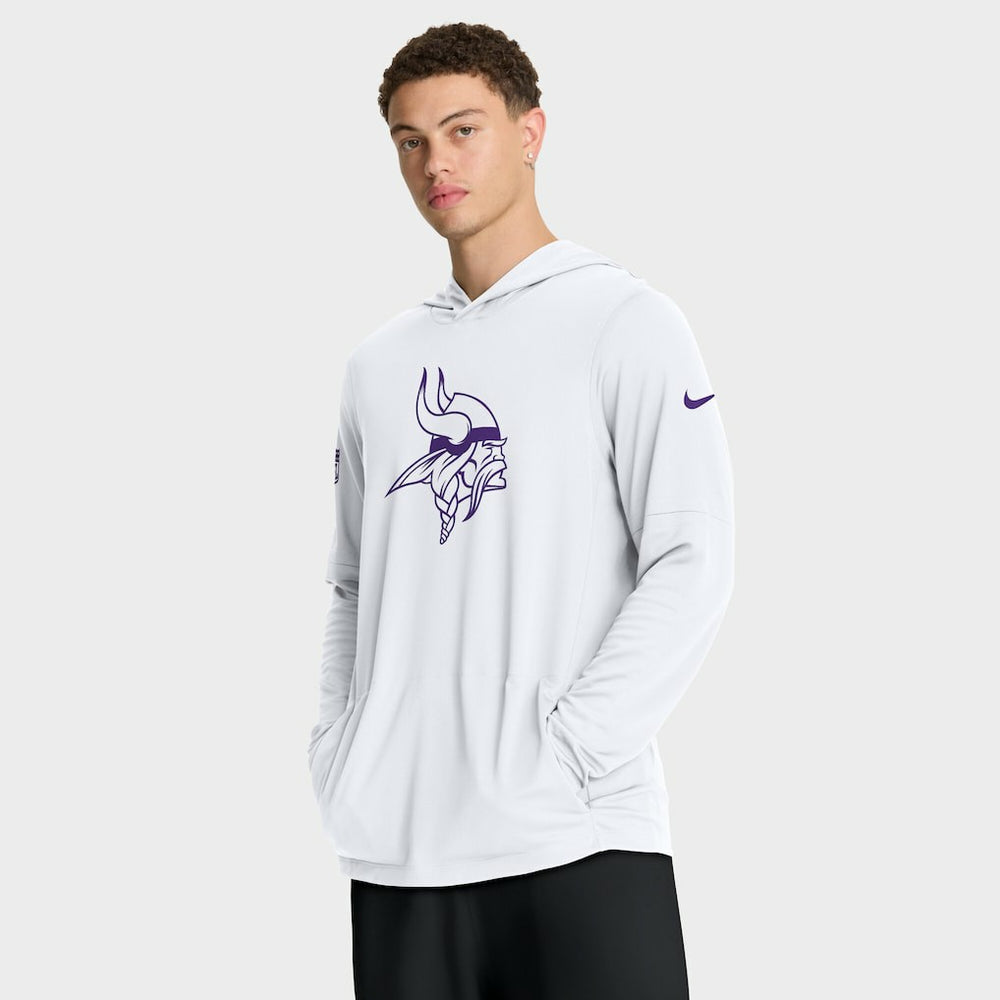 Minnesota Vikings Sideline Option Read Dri-FIT Long Sleeve Hoodie T-Shirt  - White Hoodies