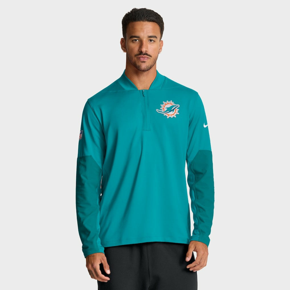 Miami Dolphins Sideline Dri-FIT Half-Zip Pullover - Aqua Pullover