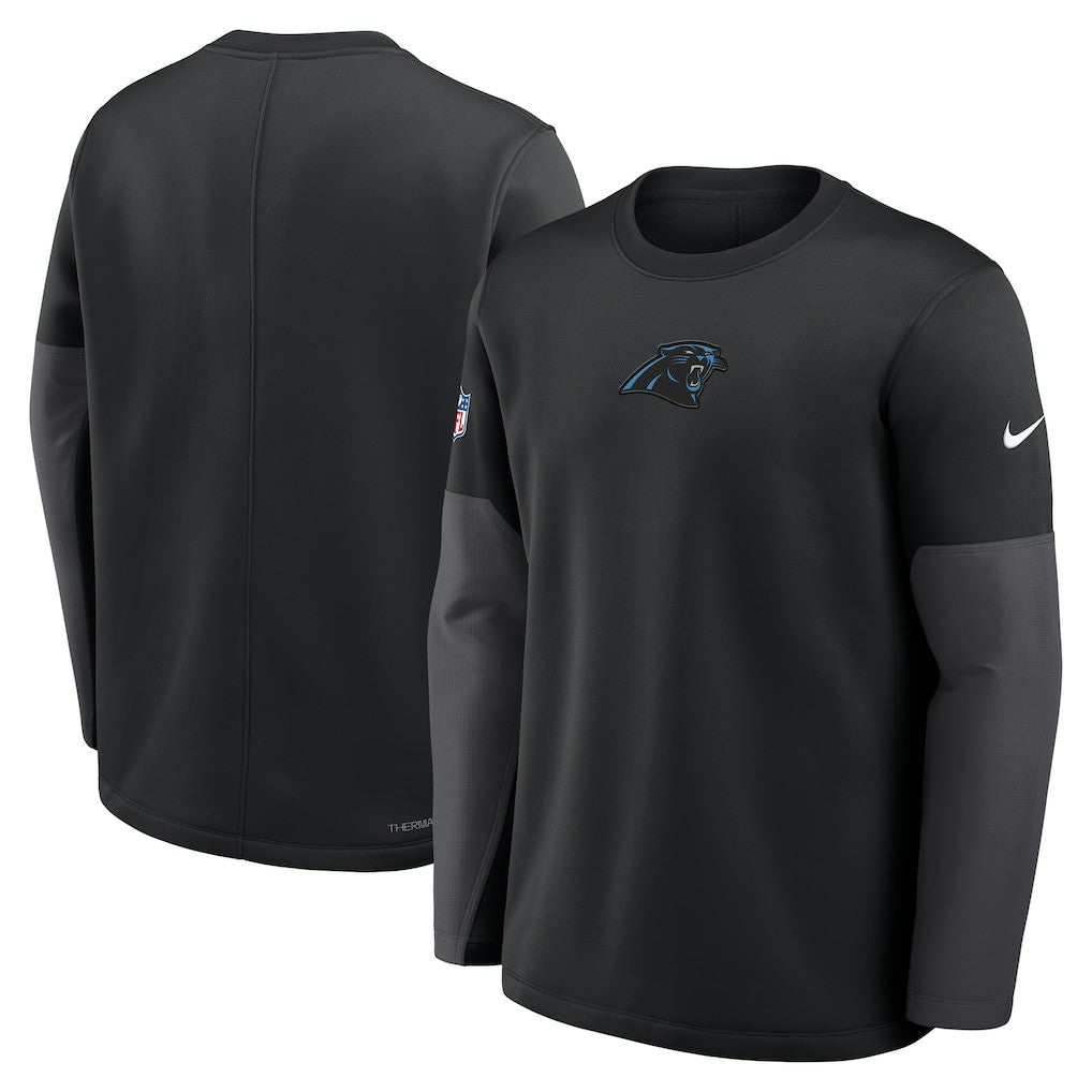 Carolina Panthers Sideline Coach Therma-FIT Long Sleeve T-Shirt - Black T-shirts