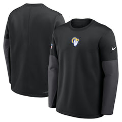Los Angeles Rams Sideline Coach Therma-FIT Long Sleeve T-Shirt - Black T-shirts