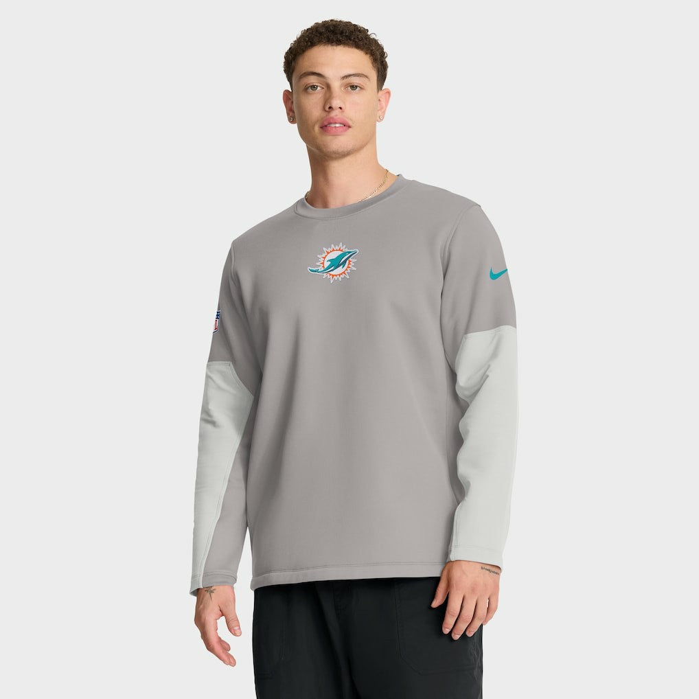 Miami Dolphins Sideline Coach Therma-FIT Long Sleeve T-Shirt - Gray T-shirts