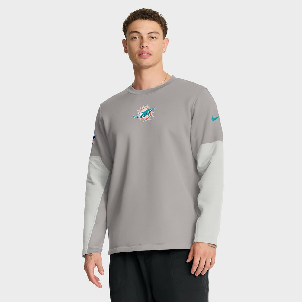Miami Dolphins Sideline Coach Therma-FIT Long Sleeve T-Shirt - Gray T-shirts