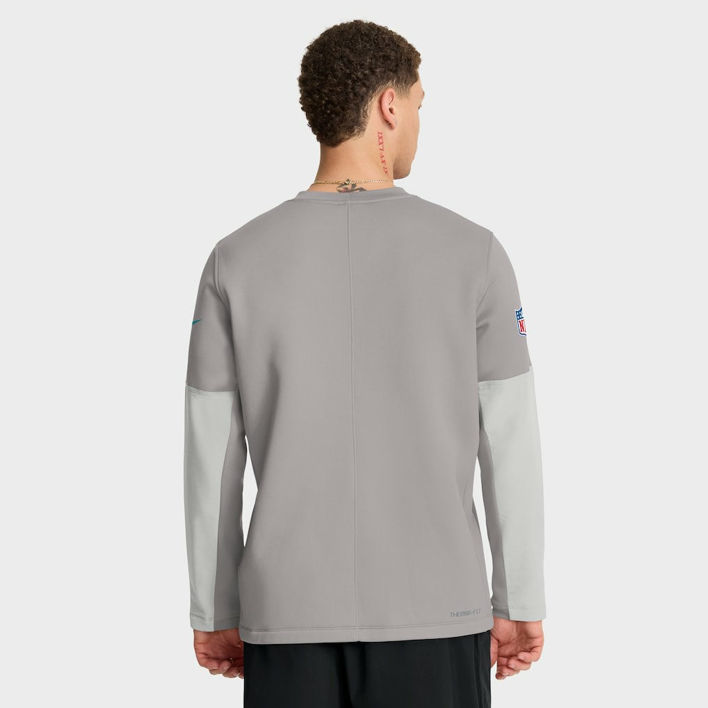 Miami Dolphins Sideline Coach Therma-FIT Long Sleeve T-Shirt - Gray T-shirts