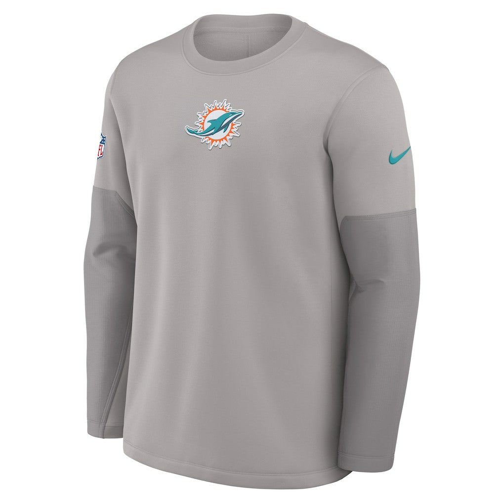 Miami Dolphins Sideline Coach Therma-FIT Long Sleeve T-Shirt - Gray T-shirts