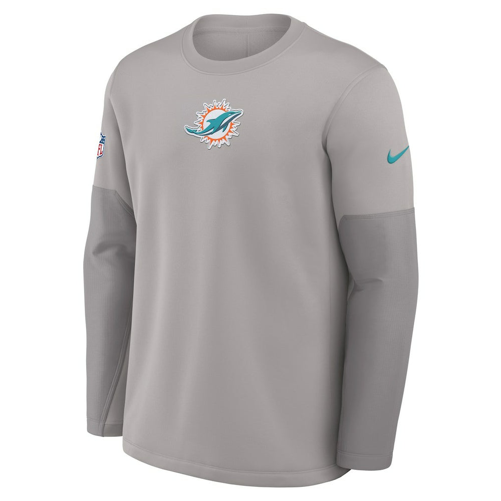 Miami Dolphins Sideline Coach Therma-FIT Long Sleeve T-Shirt - Gray T-shirts