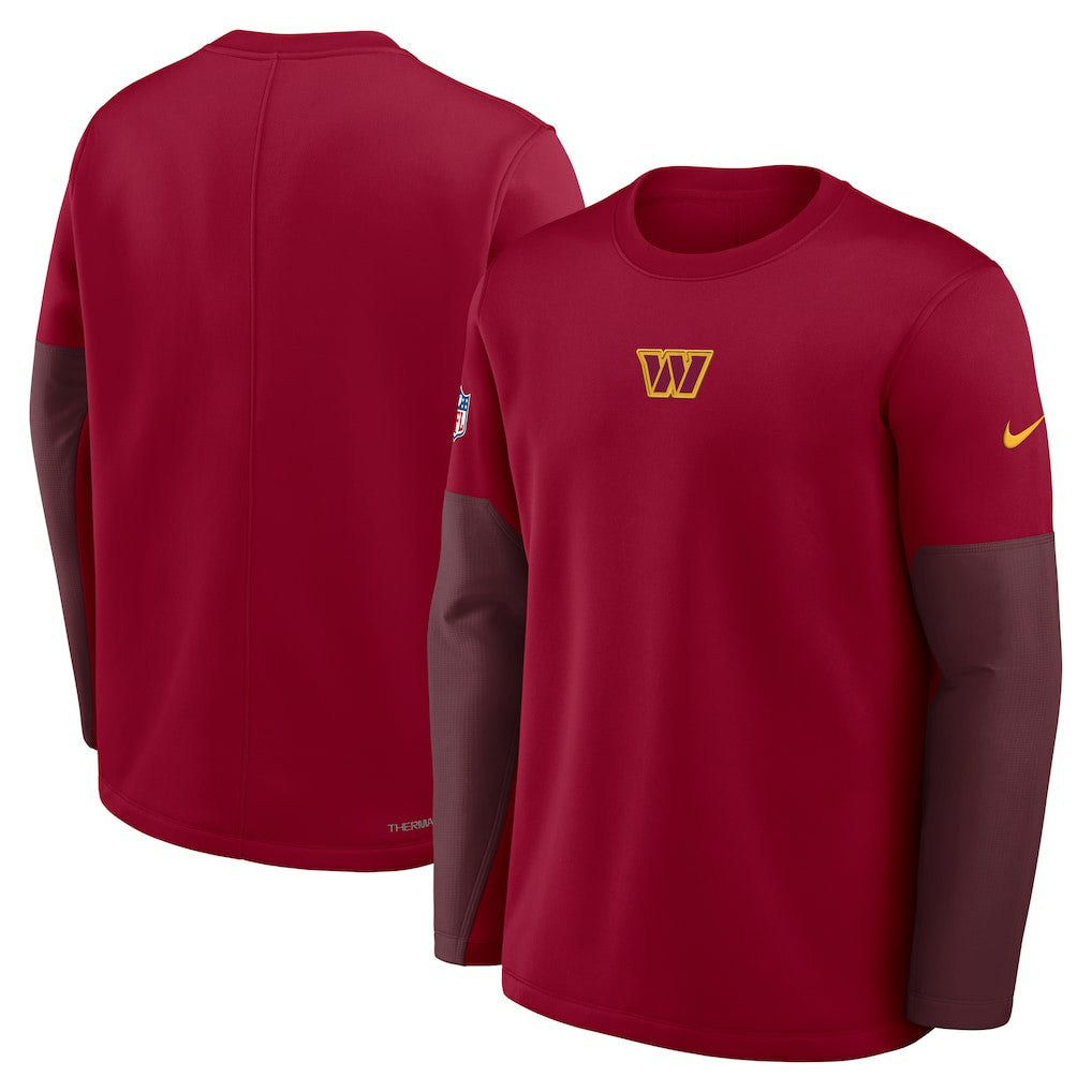 Washington Commanders Sideline Coach Therma-FIT Long Sleeve T-Shirt - Burgundy T-shirts
