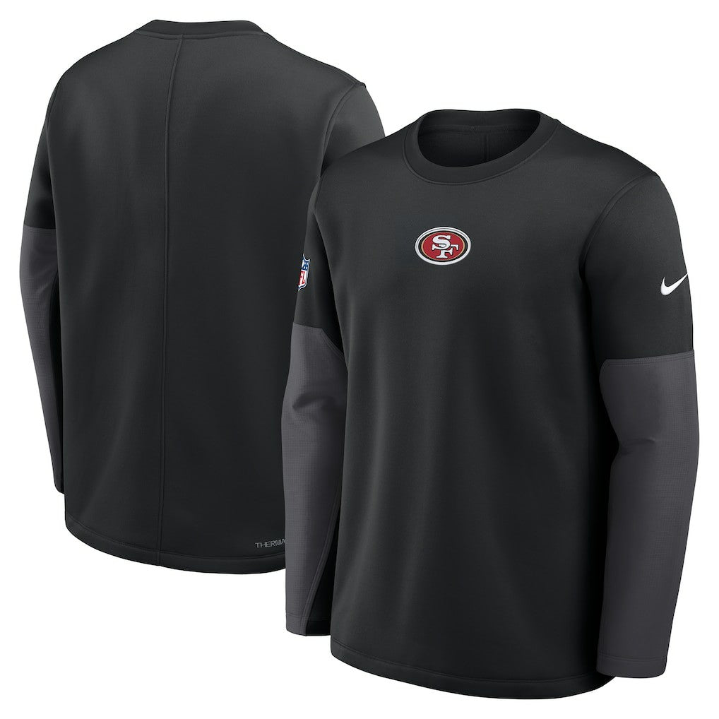 San Francisco 49ers Sideline Coach Therma-FIT Long Sleeve T-Shirt - Black T-shirts