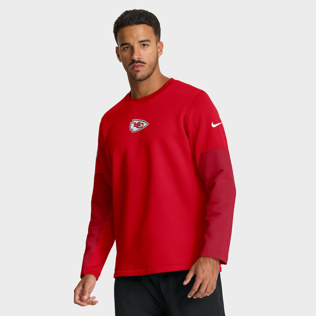 Kansas City Chiefs Sideline Coach Therma-FIT Long Sleeve T-Shirt - Red T-shirts